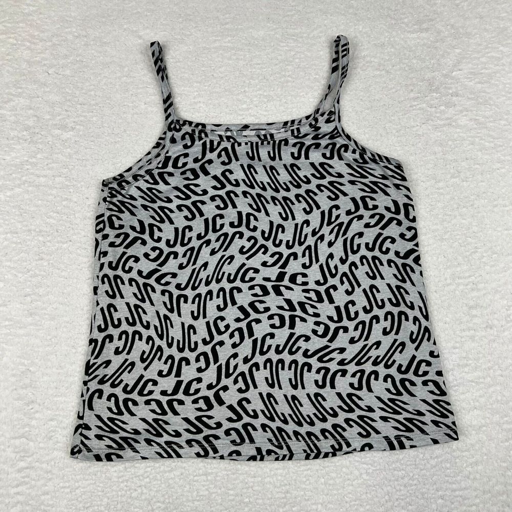 Juicy Couture Sleep Shirt Womens Small Gray All Over Print Cami Pajama Sleepwear